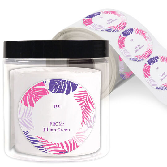 Palms Round Gift Stickers in a Jar